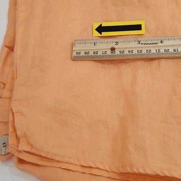 Andrew Marc New York 100% Linen Button Down Shirt Womens XL Orange Top QQ08 - Picture 7 of 8